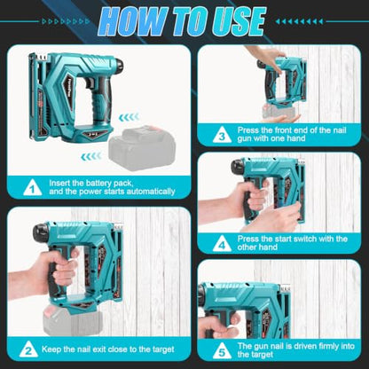 3-in-1 Brad Nailer/Narrow Crown Stapler for Ma-Kita 18V Battery - color: Blue