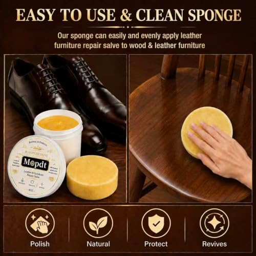 Wood & Leather Furniture Repair Salve, Leather Conditioner with Sponge, 8oz