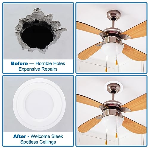 PATIKIL Goof Rings Inner Diameter 4.13", Outer Diameter 5.91", 4 Pcs Metal Goof Rings Cover Recessed Light Trim for Ceiling Wall Fixtures Can Lighting Down Light LED, Matte Finish White - color: White, size: 5.91" OD x 4.13" ID