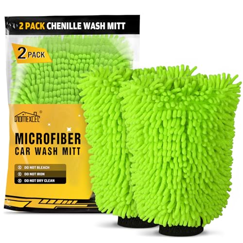 HOMEXCEL Car Wash Mitt, Microfiber Washing Glove,10.2" x 6.7 ", 2PK Green - color: Green