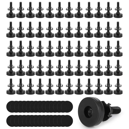 60 Pcs Adjustable Leveling Feet with T-Nut Kit, 3/8”-16 Thread Furniture Levelers - size: 60 Pcs