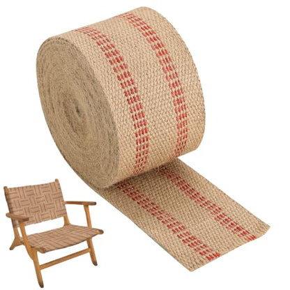 NATGAI 10 Yards x 3.5" Width Craft Jute Webbing Tape with Red Line - size: 3.5" x 10 Yards