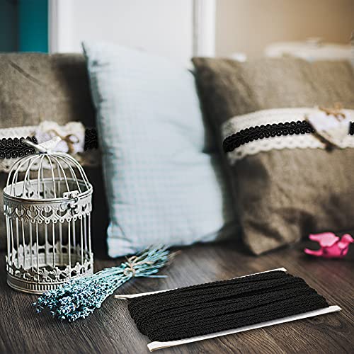 Jutom Gimp Braid Trim 1/2 Inch 20 Yard Gimp Braid Trim Decorative, Black - color: Black