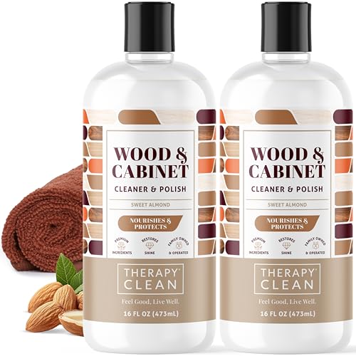 Therapy Wood Cleaner & Polish 16 oz. (2-Pack with Microfiber Cloth) - Wood Cabinet and Table Cleaner - Conditioner - Almond Scent - style: Wood Polish (Pack of 2 with Microfiber)
