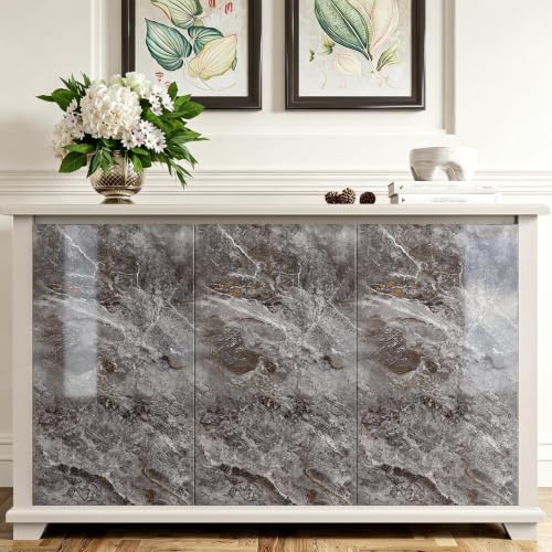 ReWallpaper Marble Wallpaper Peel and Stick Dark Gray Marble Contact Paper - color: Dark Gray Marble, size: 15.8in X 23ft