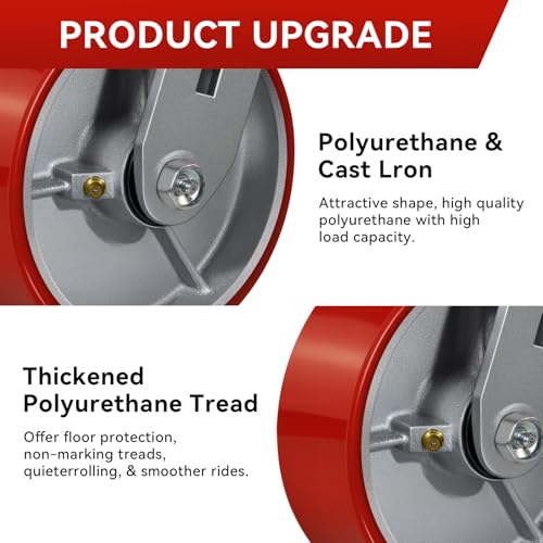 6"x2" Industrial Casters- Heavy Duty casters,Polyurethane Casters Wheel,Capacity up to 5000 Lb. Use for Platform Truck, U-Boat Cart,Workbenches(4 Swivel) - style: 6 inch