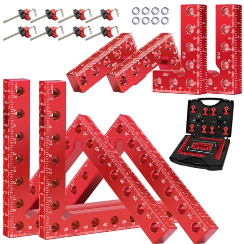 8PCS 90° Corner Clamps for Woodworking, Aluminum Right Angle Kit - size: 4x 5.5" + 4x 3.14"