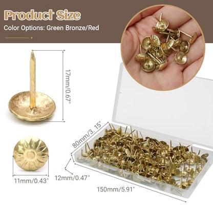 Biaungdo 150 Pcs Gold Daisy Upholstery Tacks with Box for Furniture - color: Gold