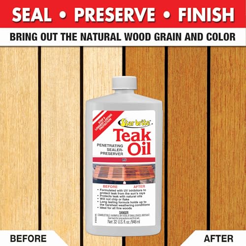 STAR BRITE Teak Oil, Long-Lasting, UV-Resistant Wood Sealer & Preserver - style: 16 oz