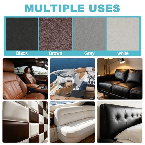 Brown Faux Leather Fabric 79"×55" Lychee Grain Upholstery Vinyl - color: Brown Lychee Grain, size: 79"x55" (200cm x 140cm)