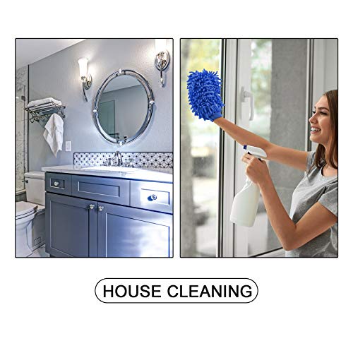 BBTO 5 Pieces Car Wash Mitts Microfiber Chenille Scratch Free Car Wash Gloves Absorbent Double Sided Drying Mitts Microfiber Swirl Free Clean Brush Truck SUV Motorcycles Home Dusting 10.24'' x 6.69'' - color: Blue