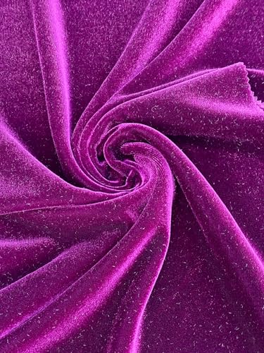 Premium Stretch Velvet Fabric by The Yard - Wrinkle-Resistant - Soft - Upholstery Fabric - Polyester Spandex Blend - for Clothing and Crafts - Resistant – 58-60 Inches Wide (Magenta, 1 Yard) - color: Magenta, size: 1 Yard