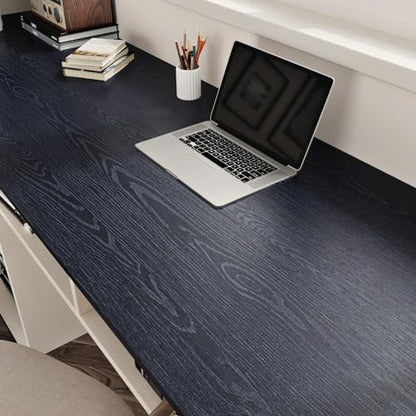 WESTICK Navy Blue Wood Grain Peel and Stick Wallpaper 15.8" x 78" - color: 2.navy, size: 15.8" x 78"