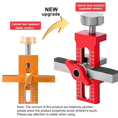 Cabinet Door Installation Jig, 2-in-1 Mounting Tool, Red - color: Red