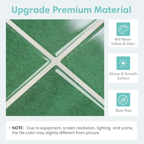 Commomy Thicker Green Peel and Stick Tiles - 10 pcs of 12" x 12" - color: Square Green & Thicker Design