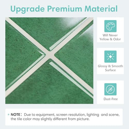 Commomy Thicker Green Peel and Stick Tiles - 10 pcs of 12" x 12" - color: Square Green & Thicker Design