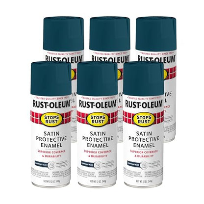 Rust-Oleum Stops Rust Spray Paint, Satin Midnight Blue - color: Satin Midnight Blue, size: 12 Ounce (Pack of 6)