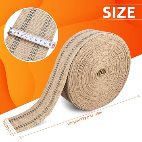 Upholstery Webbing for Chair, 3.5" Jute Webbing,33Yd Upholstery Strap