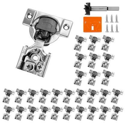1/2 Inch Overlay Soft Close Cabinet Hinges, 30 Pack Slow Soft Close Hinges for Kitchen Cabinets Satin Nickel Hidden Self Closing Kitchen Cabinet Hinges for Cupboard - size: 1/2 inch Overlay