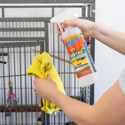 Absolutely Clean Amazing Bird Cage Cleaner and Deodorizer - Just Spray/Wipe - Safely & Easily Removes Bird Messes Quickly and Easily - Made in The US - Fragrance Free - (16oz Pack of 6) - style: 16 Fl Oz (Pack of 6)