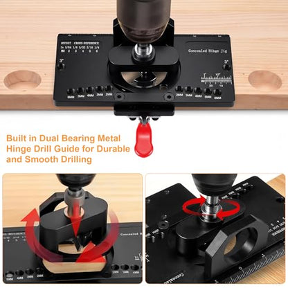 35mm Metal Concealed Hinge Jig Quick Clamp for Door Cabinet Woodworking - color: Deep Black