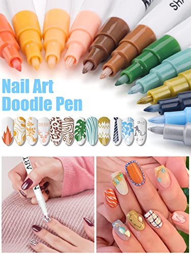 12 Color Nail Art Pens Kalolary Nail Art Markers Point Graffiti Dotting Pen - color: B