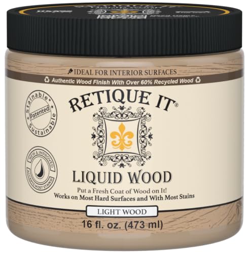 Retique It Liquid Wood - Real Wood Coating (16oz / Light) - color: 1 Light Wood, size: 16 Fl Oz (Pack of 1)