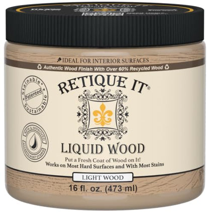 Retique It Liquid Wood - Real Wood Coating (16oz / Light) - color: 1 Light Wood, size: 16 Fl Oz (Pack of 1)