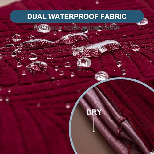 Waterproof Stretch Dining Chair Seat Covers, Set of 6 Wine Red - color: Wine Red, size: 16-20in-Rear-gapped