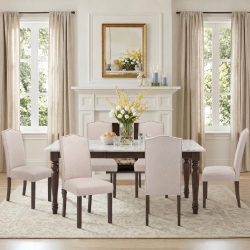 Upholstered Dining Chair Modern Stylish Kitchen Diner Fabric Set of 4 - color: Beige, size: Set of 4