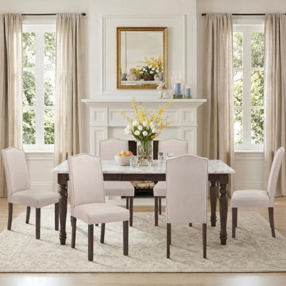 Upholstered Dining Chair Modern Stylish Kitchen Diner Fabric Set of 4 - color: Beige, size: Set of 4