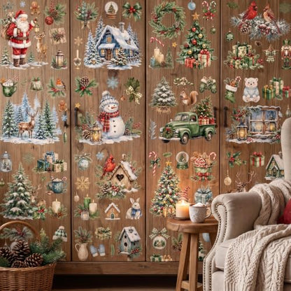 16 Pcs Christmas Winter Rub on Transfers for Crafts Furniture - color: Christmas Winter