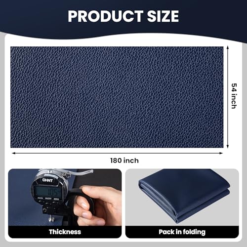 Marine Vinyl Fabric, Upholstery Faux Leather Fabric by The Yard, 1.05mm Lychee Texture Leather Sheets for Sofa Chairs Handbags Hair Bows Earrings Crafts (3 Yards 108''X 54'', Blue) - color: Blue, size: 3 Yard