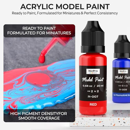 Nicpro All-in-One Miniature Painting Kit with 18 Model Paints & Wet Palette - color: 18 Model Paint + Wet Palette