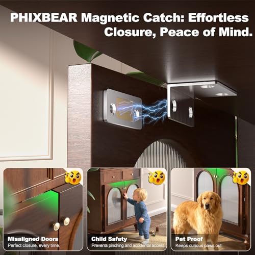 PHIXBEAR Invisible Magnetic Cabinet Door Catch with Pro Adhesive, 6 Sets L-Shaped Ultra Thin Drawer Door Cabinet Magnets, Easy Install for Kitchen & Closet