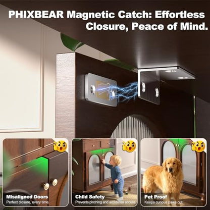 PHIXBEAR Invisible Magnetic Cabinet Door Catch with Pro Adhesive, 6 Sets L-Shaped Ultra Thin Drawer Door Cabinet Magnets, Easy Install for Kitchen & Closet