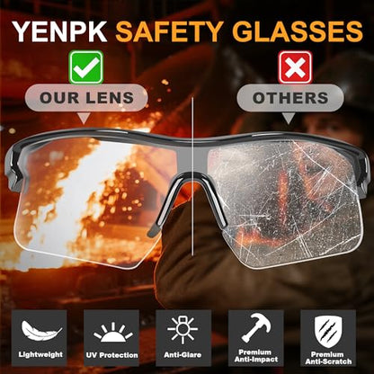 Safety Glasses for Men, Anti Scratch & UV Protection Work Glasses - color: 6 Pack Clear