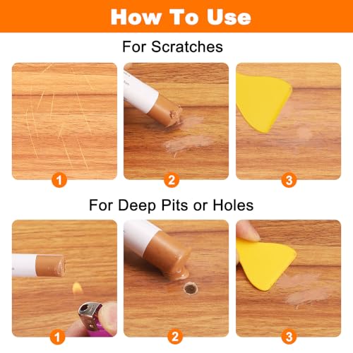 HARFINGTON Wood Filler Sticks 6 Colors Wooden Wax Touch Up Furniture Repair Crayons for Medium Gray, Tech Gray, Medium Brown 1-4 - color: Tech Woods Series