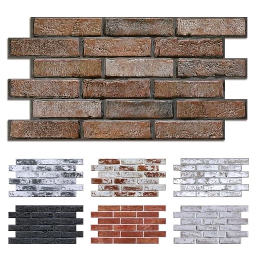 Commomy Faux Brick 3D Wall Panels - Not Real Brick 12 pcs of 22.8" x 11.8" - color: ‎Large Brick-O