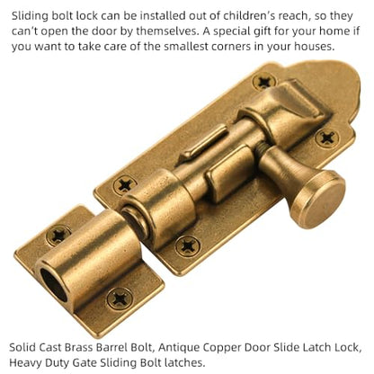 Antique Barrel Bolt Buckle Heavy Duty,Solid Brass Thickened Door Latch (Bronze Upgrade) - color: Bronze Upgrade