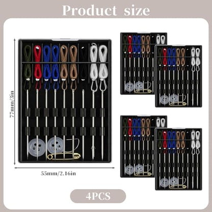 Bruislard 4 Boxes Quick Fix Sewing Kit Mini Needle and Thread kit Easy Pre Threaded for Hand Sewing Small Home Travel Sewings Box with Pin Button