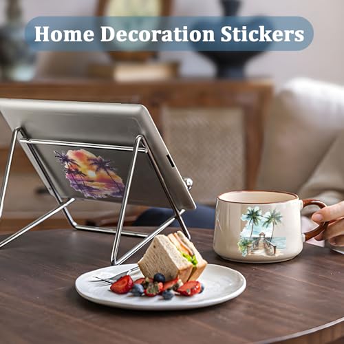 WANDIC 3 Sheets Beach Rub on Transfer Stickers Seaside Decals Sunset Stickers Waterproof Decals for for DIY,15 * 30CM - color: Beach