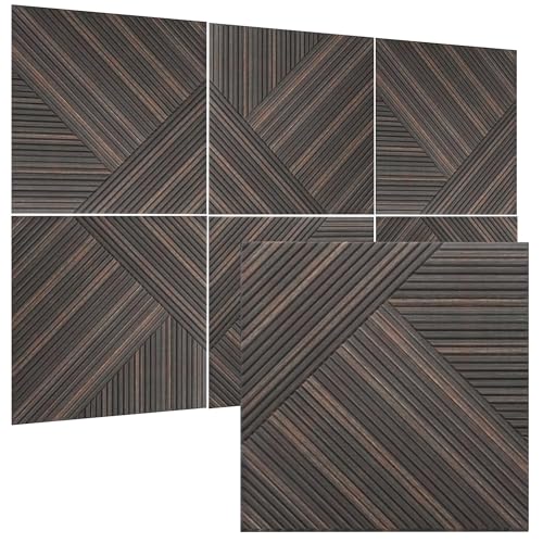 TO-TH Sound Absorbing Panels Peel and Stick Wall Panel 6Pack, Rustic Walnut - color: Rustic Walnut