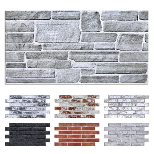 Commomy Faux Stone 3D Wall Panels Peel and Stick - 12 pcs 22.8" x 11.8" - color: Large Stone-A