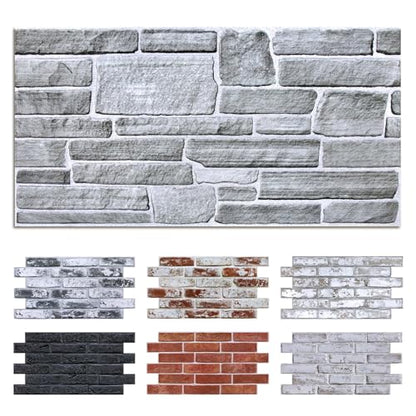 Commomy Faux Stone 3D Wall Panels Peel and Stick - 12 pcs 22.8" x 11.8" - color: Large Stone-A