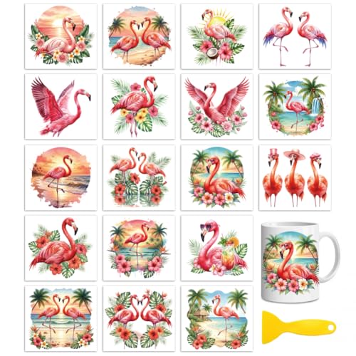 Peacoblue Summer Flamingos Rub On Transfers for Craft, Transfer Sticker - style: Summer Flamingos