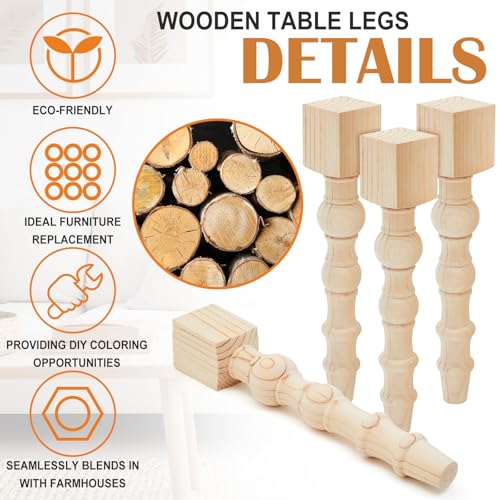 Threehoney 4 Pcs Wooden Farmhouse Table Legs, 29" x5'', Round - color: Round, size: 29"x5''