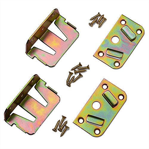 Center Bed Rail Fasteners to Prevent Sagging – Durable Steel Brackets w/Yellow Chromatized Finished Secure Bed Frame Brackets – Perfect Furniture Corner Connectors for Solid Connection