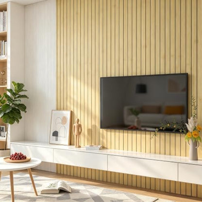 LaCheery 3D Bamboo Wall Panel Peel and Stick Slat Panels for Interior Wall Decor Acoustic Wood Panels Flexible Wooden Paneling Self Adhesive Bamboo Wallpaper for Bedroom Living Room TV Walls 11.8"x79" - size: 11.8" x 79"