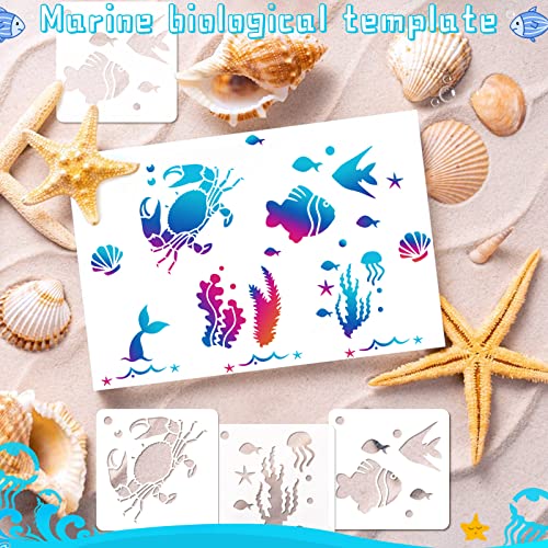 Augshy 56 Pieces Small Summer Sea Ocean Beach Stencils for Painting Crafts - style: Ocean Creatures